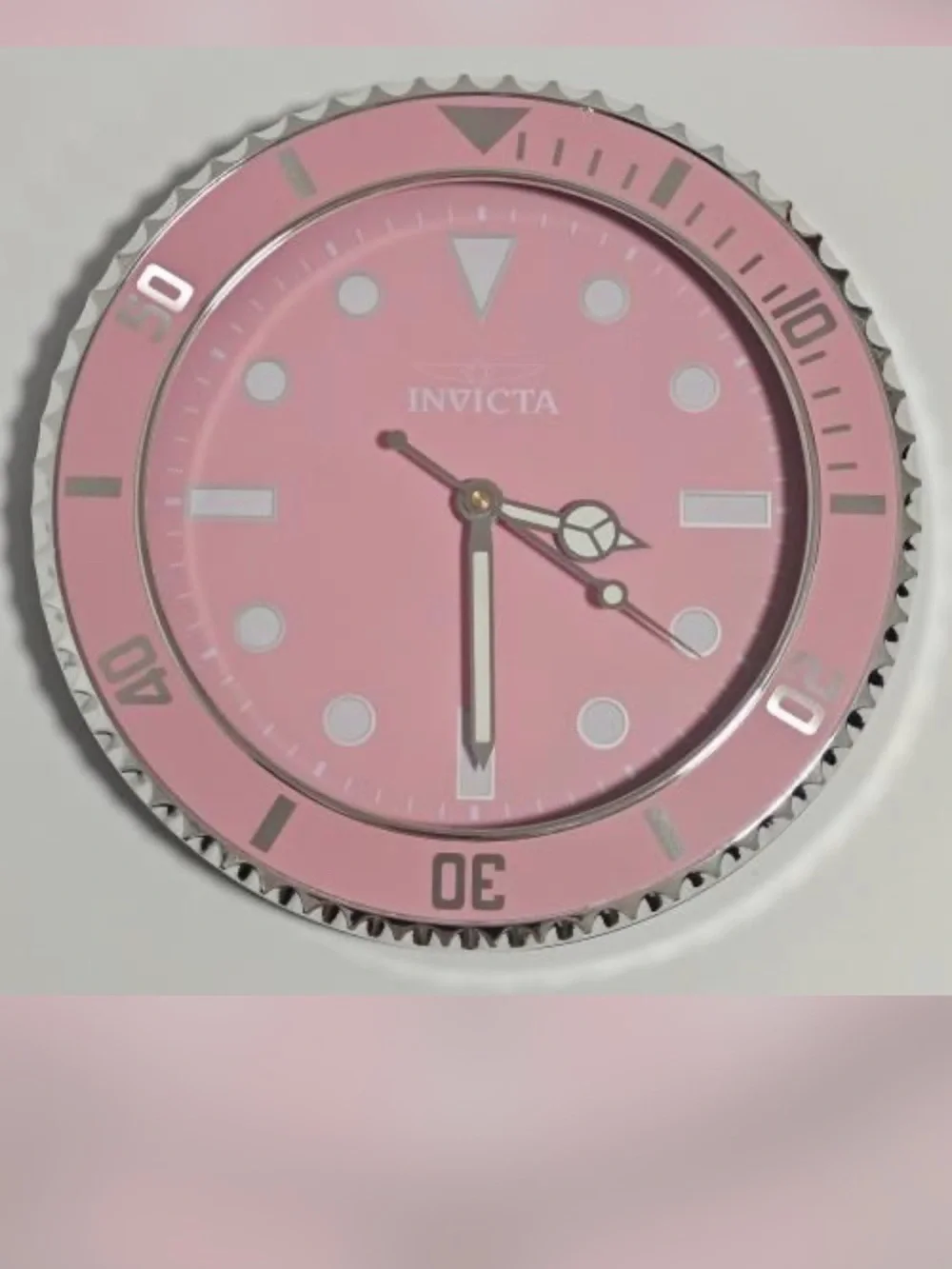 Invicta Pink and Silver Diver-Style Watch Dial wall clock